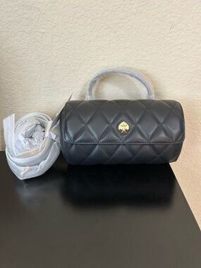 Kate Spade Heart Barrel Quilted Crossbody - Black MSRP $429